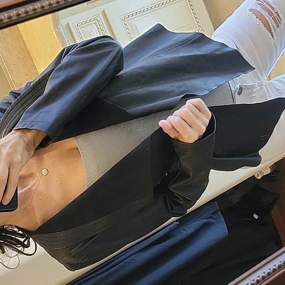 Collection B New York Faux Leather Hi-low Cascading Front Open Jacket, M - Picture 1 of 17